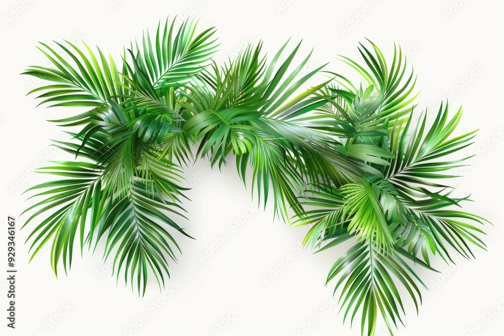 Fresh palm leaves on a clean white surface
