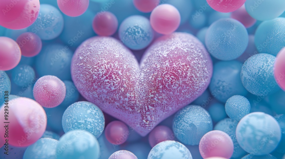 Fototapeta premium Close Up Blue And Pink Balls Create A Heart