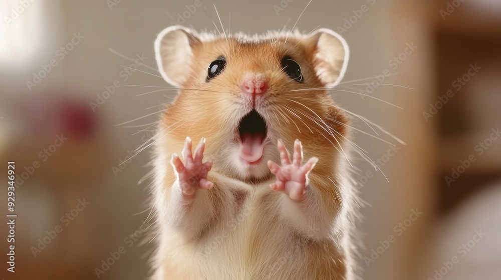 A close up of a hamster with its mouth open, AI A close up of a hamster with its mouth open, AI