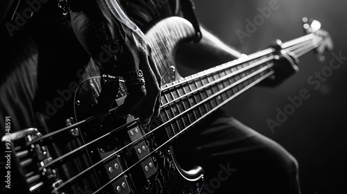 silhouette photo, macro shot of bass player