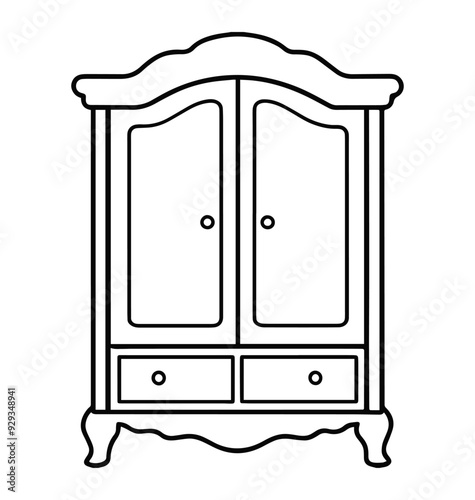 Armoire line art vector illustration