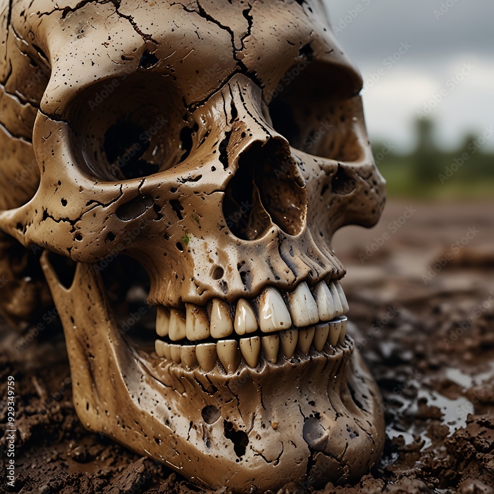 Muddy skull with white background Muddy skull with white background
