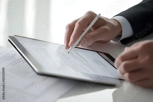 CEO Reviewing Financial Reports isolated on white background