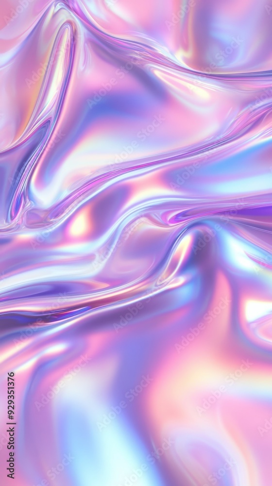Fototapeta premium iridescent holographic Abstract trendy background. Holography abstract background in blue pink colors. Hologram color wrinkled pearlescent foil.