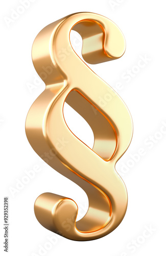 Golden section sign, paragraph symbol. 3D rendering isolated on transparent background