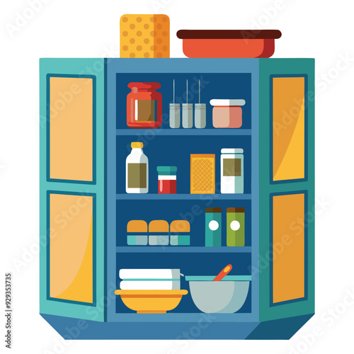 Pantry Cabinet Vector Design Illustration