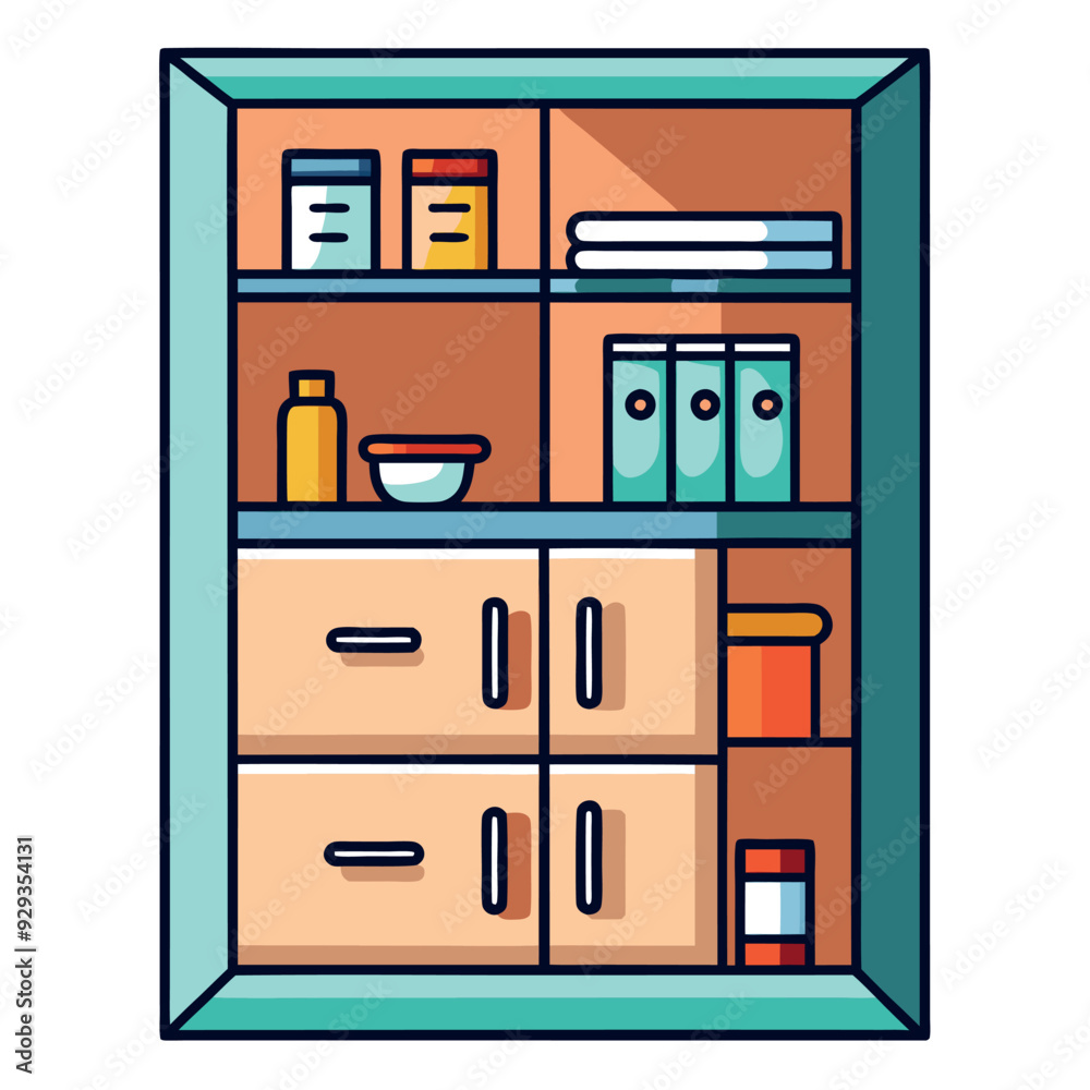 Pantry Cabinet Vector Design Illustration Pantry Cabinet Vector Design Illustration
