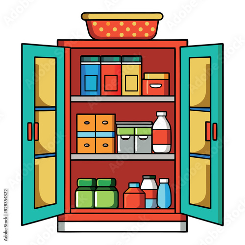 Pantry Cabinet Vector Design Illustration