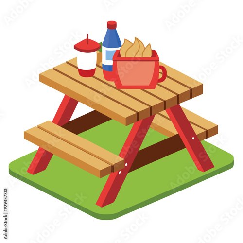Picnic Table Vector Design Illustration