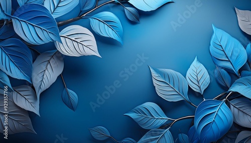 blue leaves on a blue background