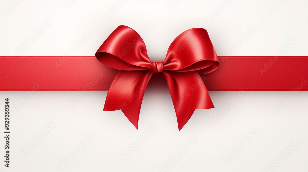 Red satin ribbon and bow isolated on white Red satin ribbon and bow isolated on white
