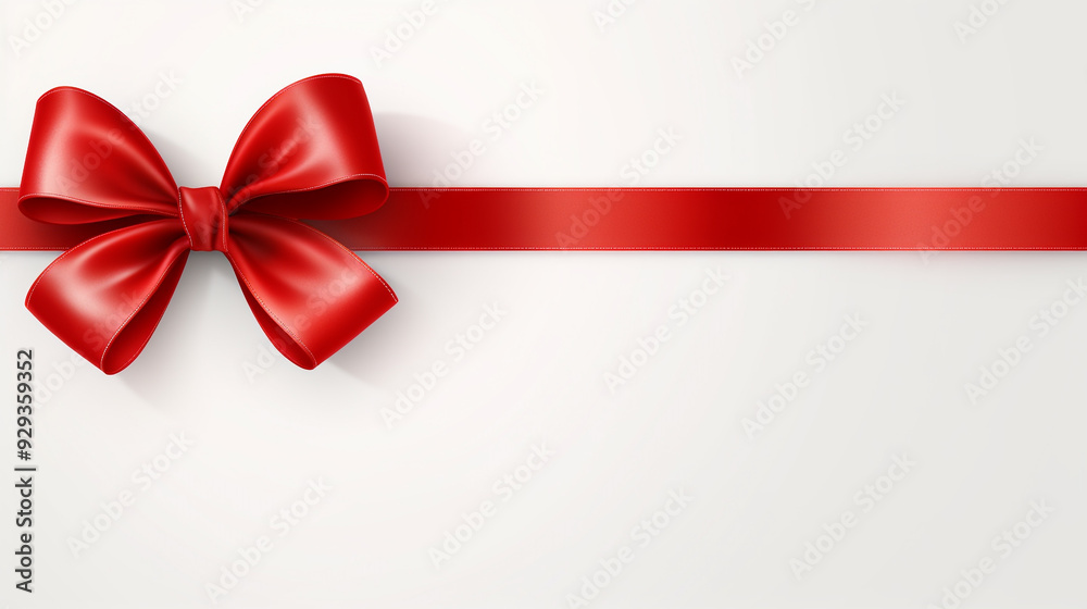 Red satin ribbon and bow isolated on white Red satin ribbon and bow isolated on white