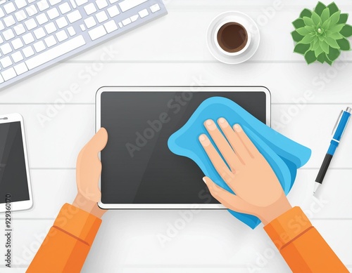 mobile phone screen cleaning process with cleaning cloth