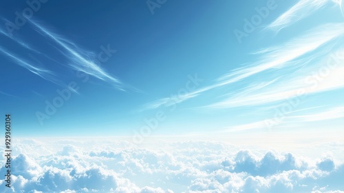 A serene sky with soft clouds and a bright blue atmosphere.