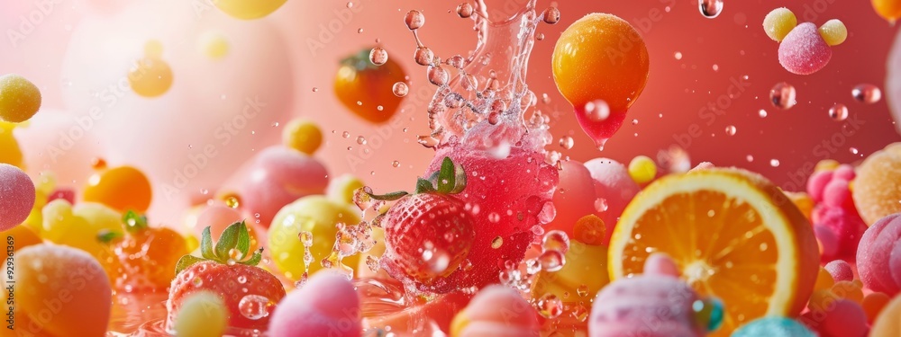 Refreshing Splash of Fruit and Berries in a Dynamic Composition Refreshing Splash of Fruit and Berries in a Dynamic Composition