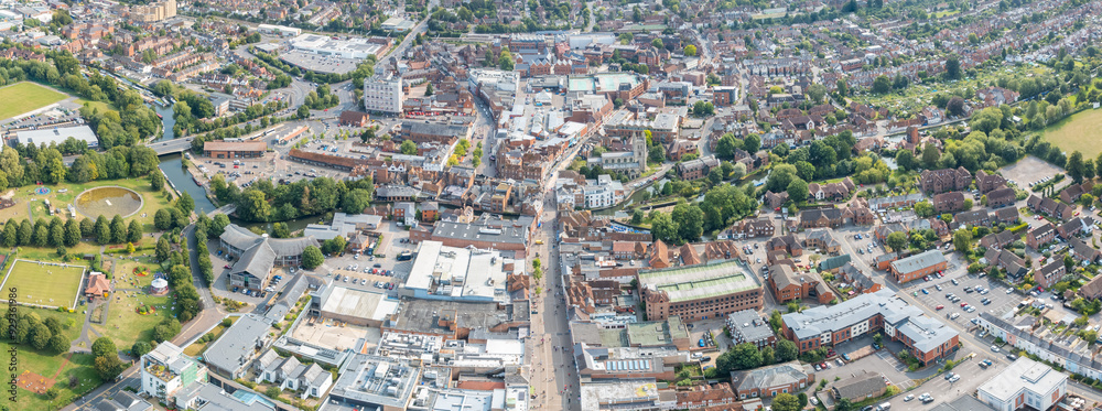 Fototapeta premium Newbury, Downtown center, Berkshire, South England. Beautiful aerial view