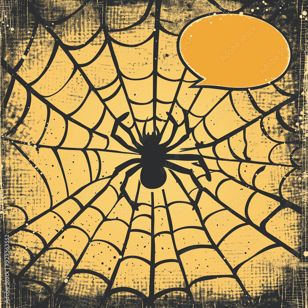 Obraz premium retro spider web with speech bubble