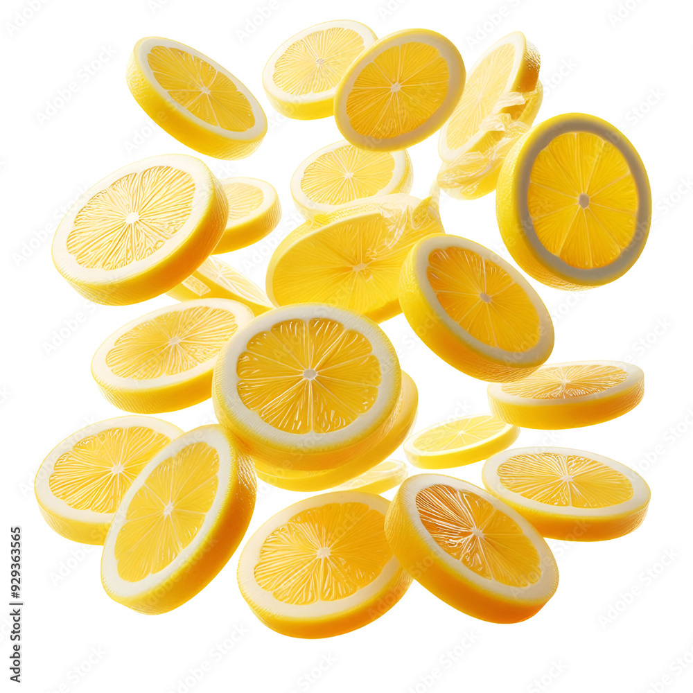 Fototapeta premium Floating Slices of Lemon