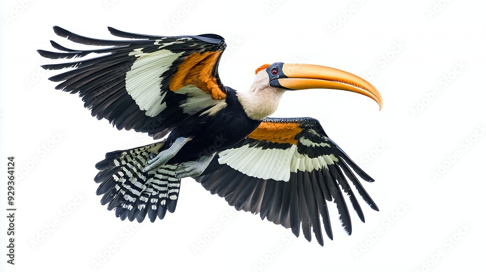 Fototapeta premium A majestic bird in flight, showcasing its vibrant feathers and impressive wingspan.