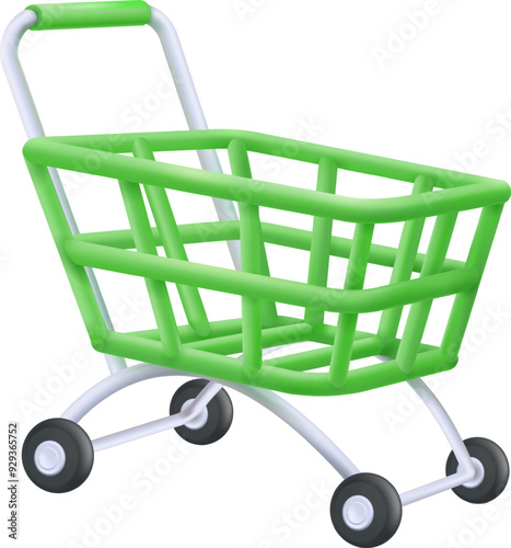 Trolley cart 3d icon. Supermarket store symbol