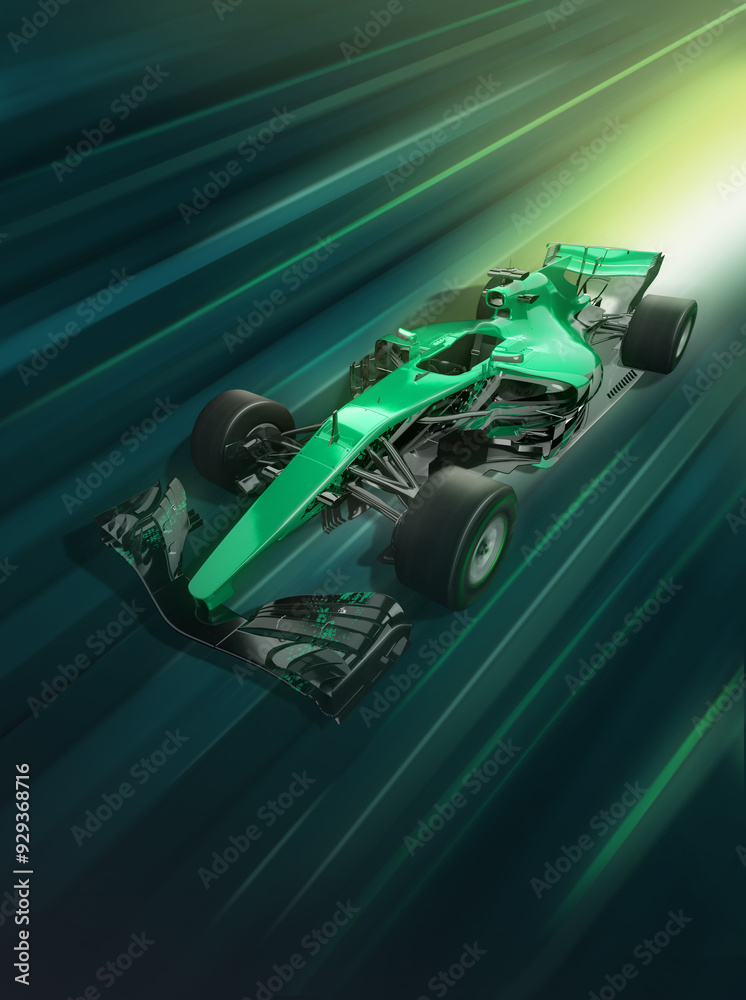 Obraz premium racing cars moving a high speed with motion blur. 3d rendering