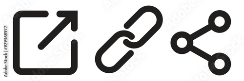 Share, link, external link icons set vector . Isolated URL signs	