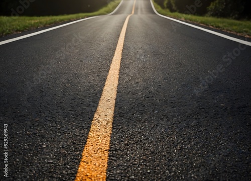 A long, asphalted road with upward arrows.