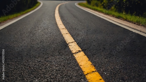 A long, asphalted road with upward arrows.