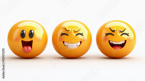 Three yellow emoji figures show different emotions – playful, joyful, and mischievous – creating a fun and lighthearted atmosphere