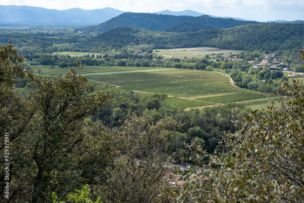 Obraz premium view on Provencal village and hills in the French Riviera back country in late summer