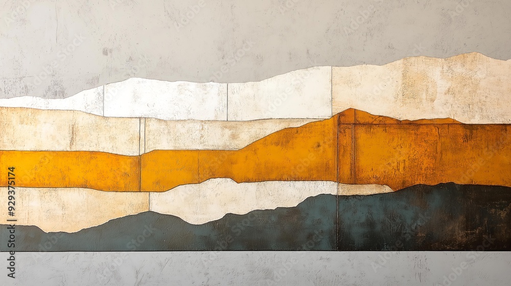 Naklejka premium Abstract Landscape: Layered Painting with Earthy Tones