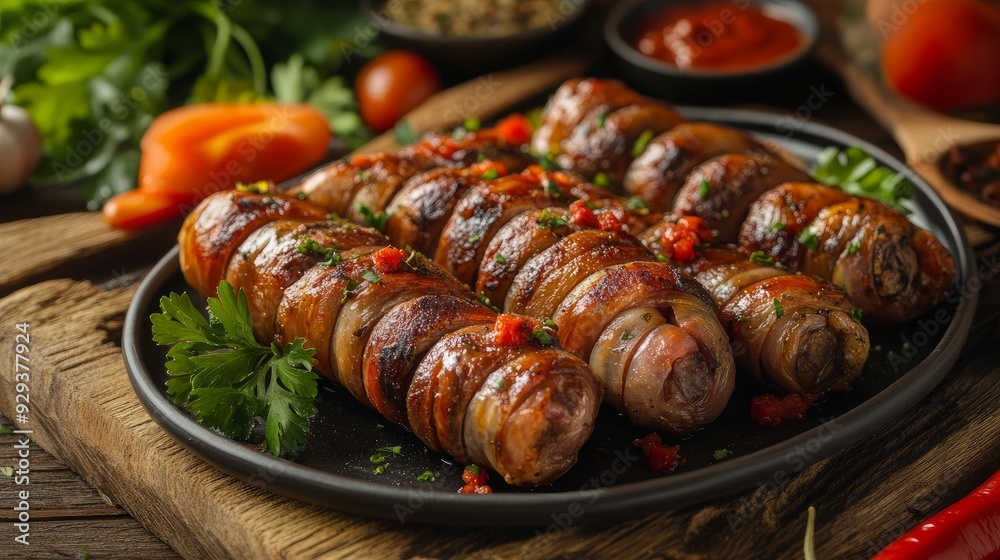 Stuffed sheep intestines are a delectable example of traditional Turkish cuisine. a unique traditional dish from Turkey.Mumbar is the name in Turkish. Stuffed sheep intestines are a delectable example of traditional Turkish cuisine. a unique traditional dish from Turkey.Mumbar is the name in Turkish.