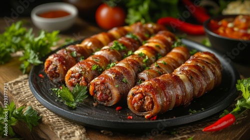 Stuffed sheep intestines are a delectable example of traditional Turkish cuisine. a unique traditional dish from Turkey.Mumbar is the name in Turkish.