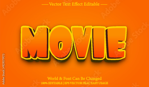 Movie Vector Text Effect Editable Alphabet Film Cinema Television Social Tv Cartoon