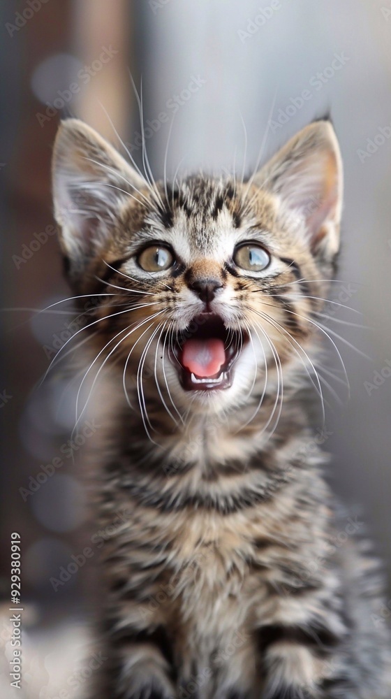 tabby kitten meowing portrait, vertical photo
tabby kitten meowing portrait, vertical photo