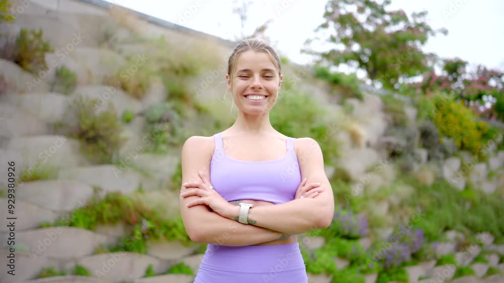 A strong, beautiful young woman embodies fitness and vitality, ready for a workout, yoga, or a run, showcasing athleticism, perseverance, and determination on her health and wellness journey A strong, beautiful young woman embodies fitness and vitality, ready for a workout, yoga, or a run, showcasing athleticism, perseverance, and determination on her health and wellness journey