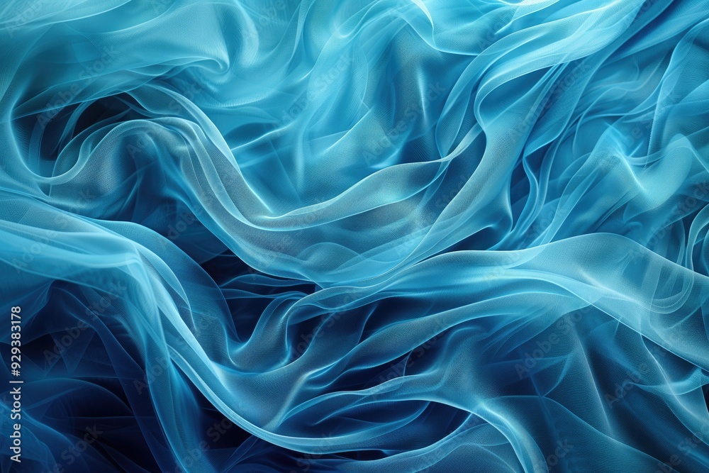 Fototapeta premium Abstract Blue Waves and Forms Turquoise Color Curves Pattern Background Vibrant Texture Monotone Wallpaper Beautiful Azure Backdrop