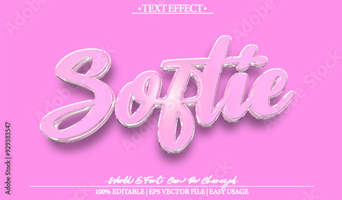 Soft Vector Text Effect Editable Alphabet Pink Skin Softee Elegant