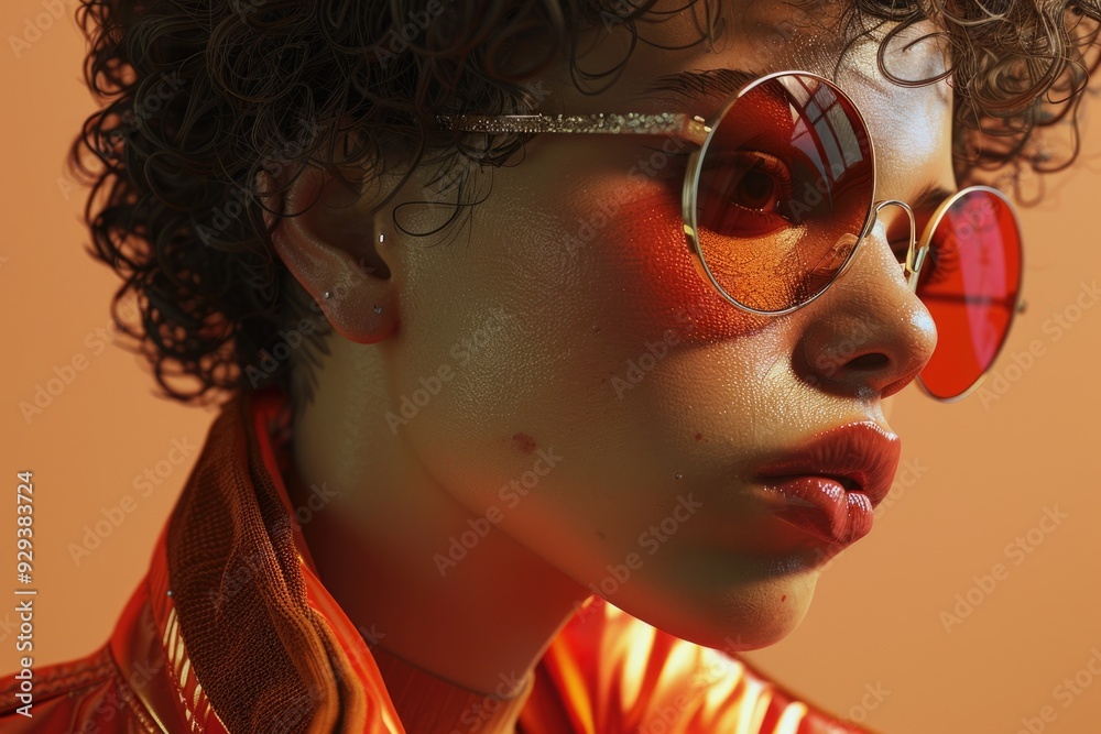 A close-up shot of someone wearing trendy sunglasses A close-up shot of someone wearing trendy sunglasses