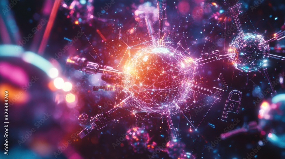 Fototapeta premium An abstract representation of quantum encryption and quantum security
