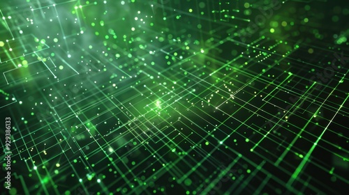 Abstract green digital grid with glowing lines and patterns, perfect for tech-themed backgrounds