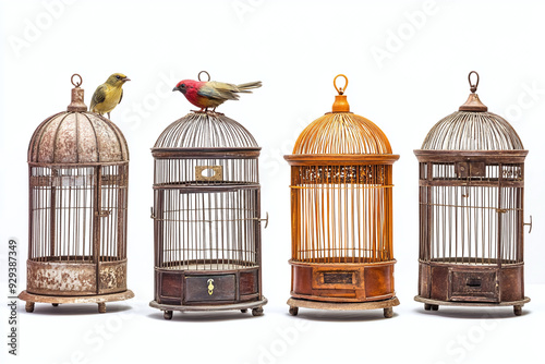 Precision Bird Cages Design isolated on white background