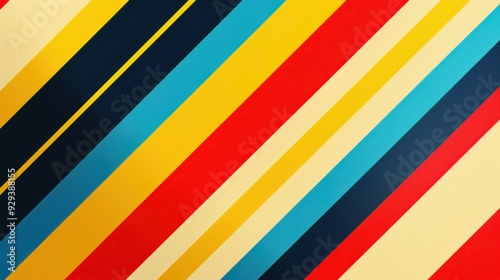 An abstract background with bold diagonal stripes in primary colors, creating a vibrant and playful design.