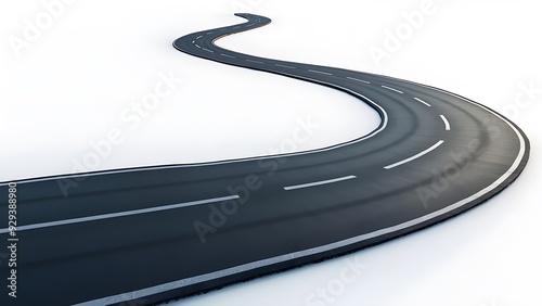 close and top  View of Curved Road on White Background png good assets 