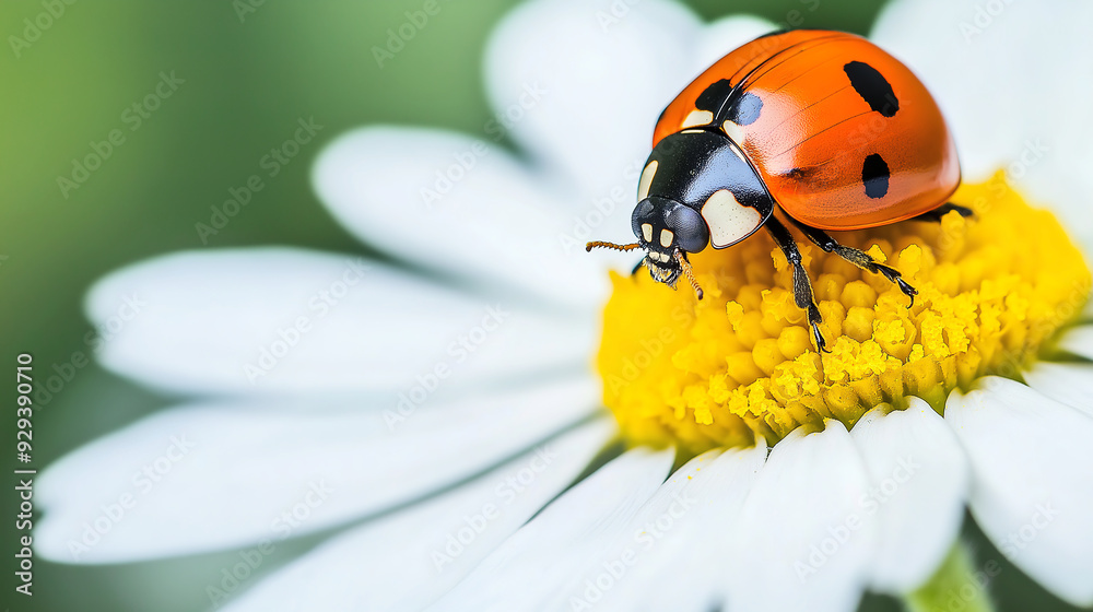 Ladybug sitting on a chamomile. Macro photo. Ladybug sitting on a chamomile. Macro photo.