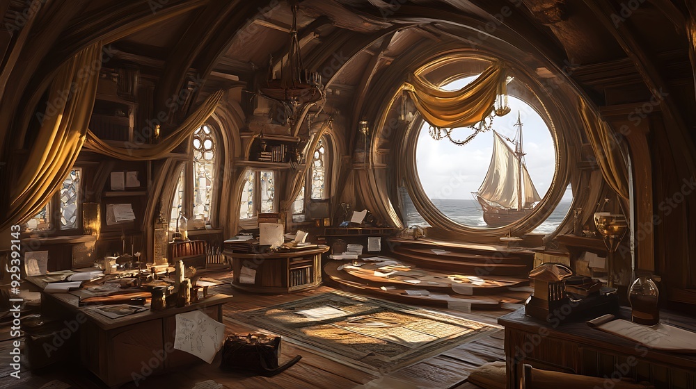 Obraz premium Cozy Study Corner with Books, Desk, and Warm Lighting for Productive Work Environment