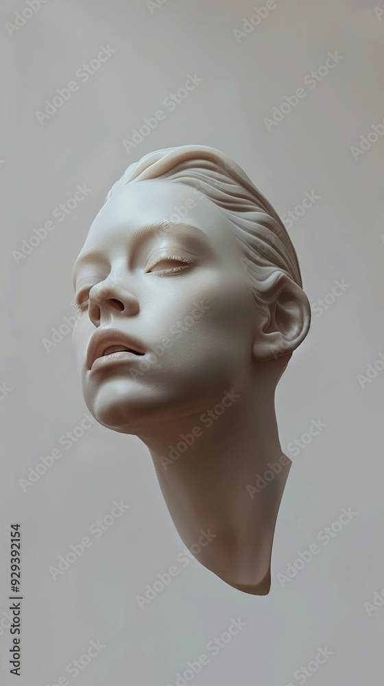 Close-up of a White Marble Sculpture of a Woman's Face Close-up of a White Marble Sculpture of a Woman's Face