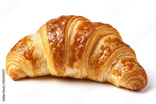 Croissant , A buttery, flaky, and crescent-shaped pastry, often enjoyed for breakfast or as a snack. Isolated on White Background