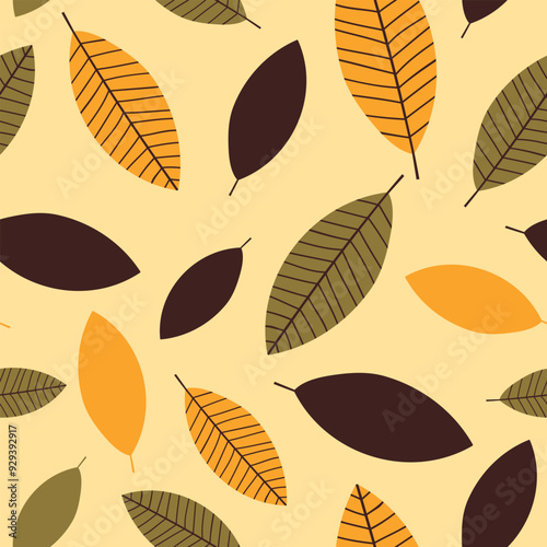 Seamless pattern with fall leaves. Autumn background. Vector illustration. It can be used for wallpapers, wrapping, cards, patterns for clothes and other.