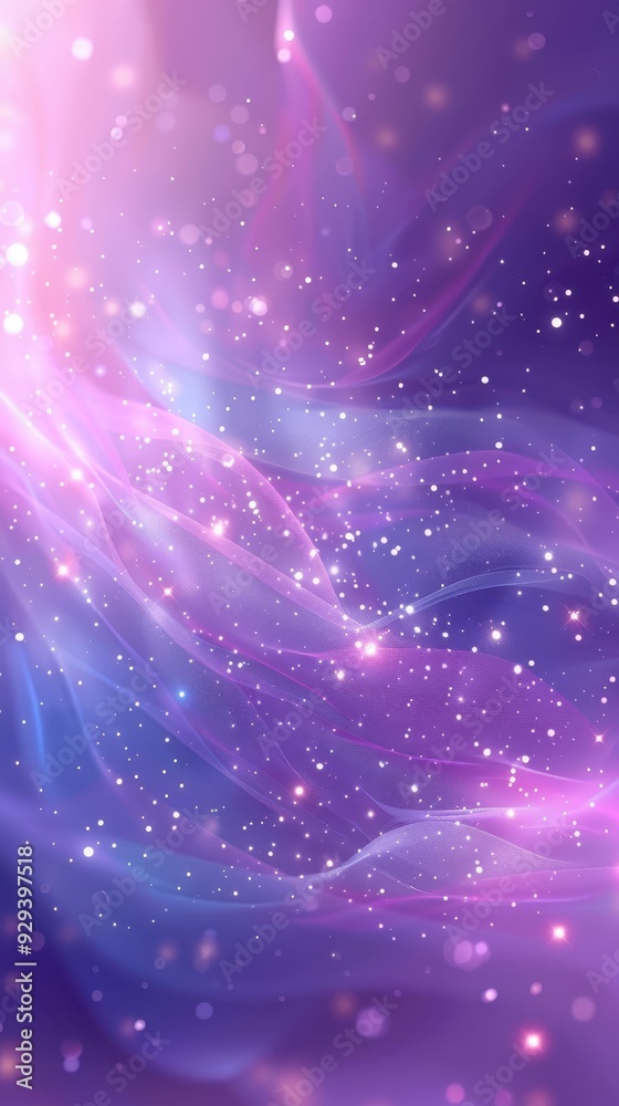 Obraz premium Abstract purple and pink nebula with cosmic light effects and twinkling stars.
